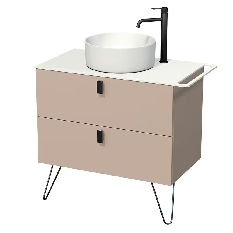 Naturel Art Deco skříňka pod umyvadlo na desku v barvě rose beige s černými matnými akcenty