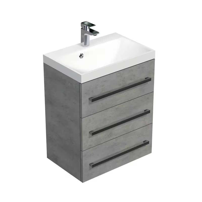 Závěsná koupelnová skříňka s umyvadlem Naturel Cube Way v imitaci betonu 60x76,5x40 cm