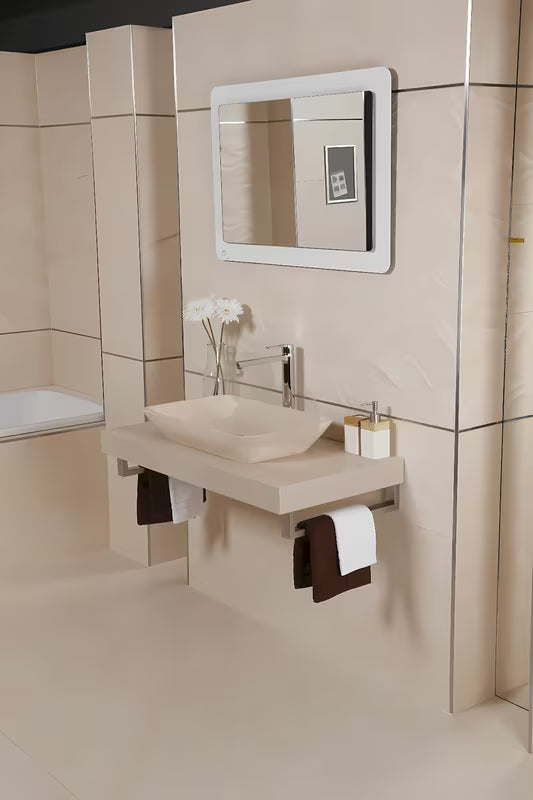 Nerezová konzole Naturel Dolce v provedení Supersteel pro zavěšení umyvadlové desky na zeď.