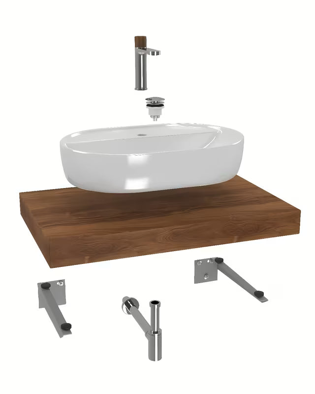 Koupelnová sestava Naturel Dolce 80x50 cm v dekoru dub charleston s umyvadlem na desku a baterií