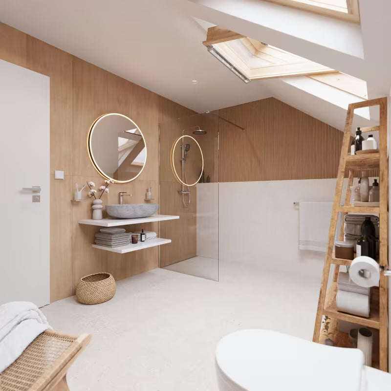 Stojící regál Naturel Home v dekoru ořech s matným povrchem z masivního dřeva