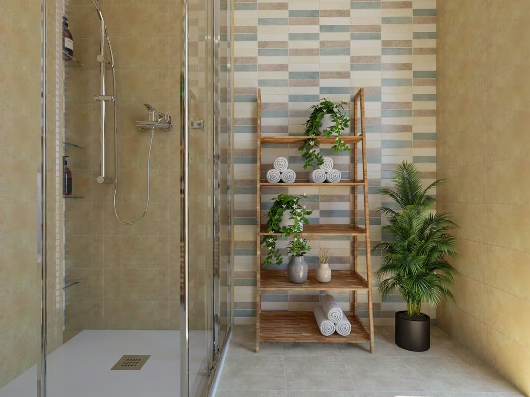 Stojící regál Naturel Home v dekoru ořech s matným povrchem z masivního dřeva