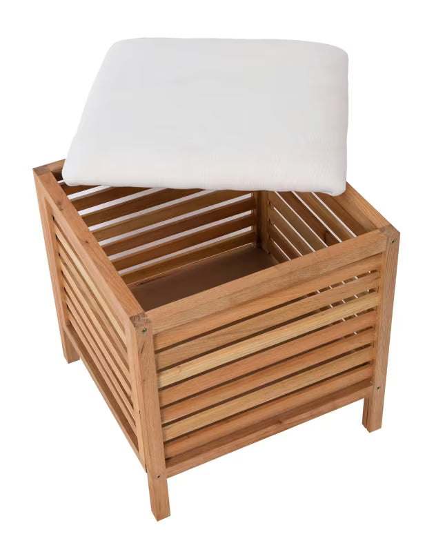 Stojící taburet Naturel Home v dekoru ořech s matným olejovaným povrchem a textilním sedákem.