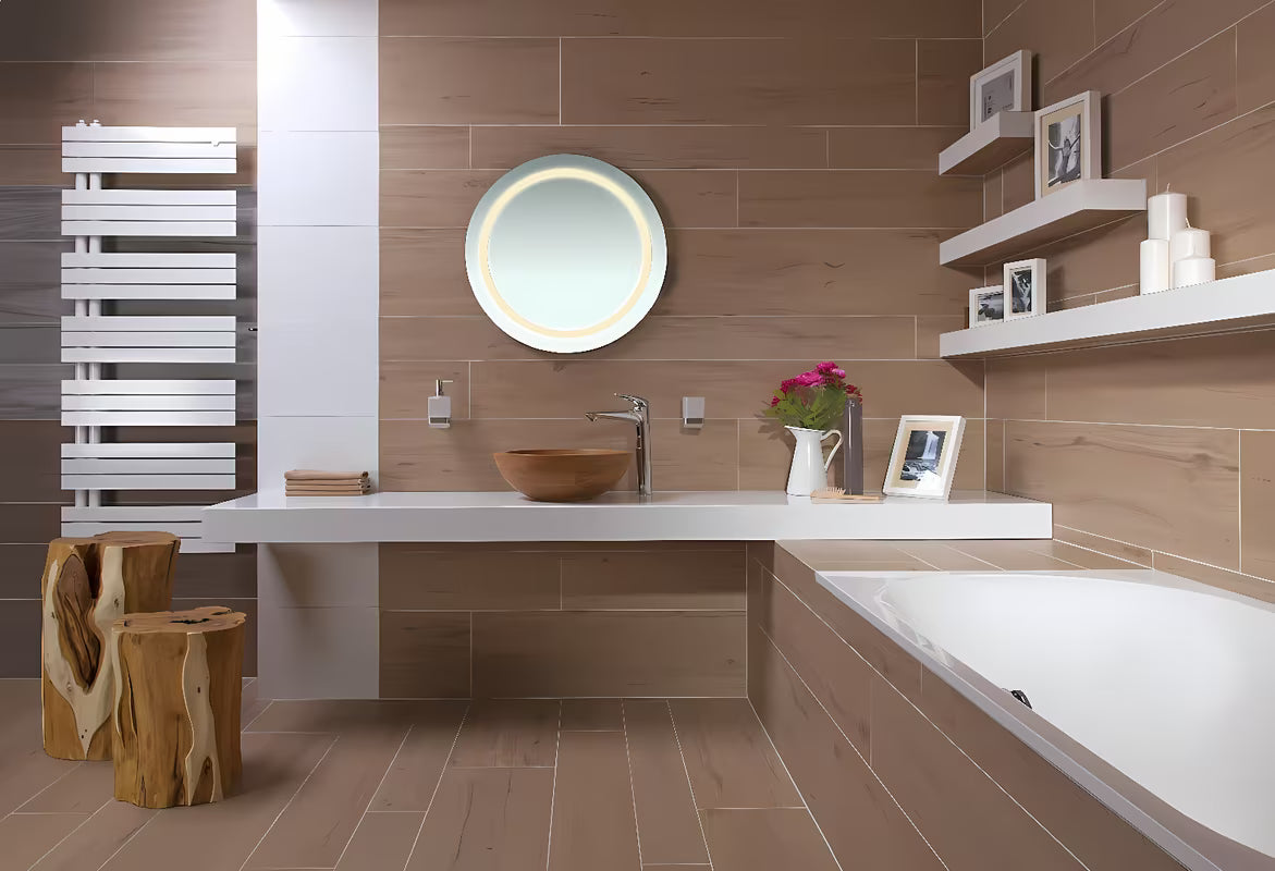 Kulaté LED zrcadlo Naturel Iluxit 67 cm s chladně bílým osvětlením bez vypínače