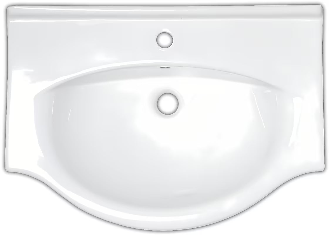 Bílé keramické nábytkové umyvadlo Naturel Pro 81 x 50 cm s otvorem pro baterii uprostřed