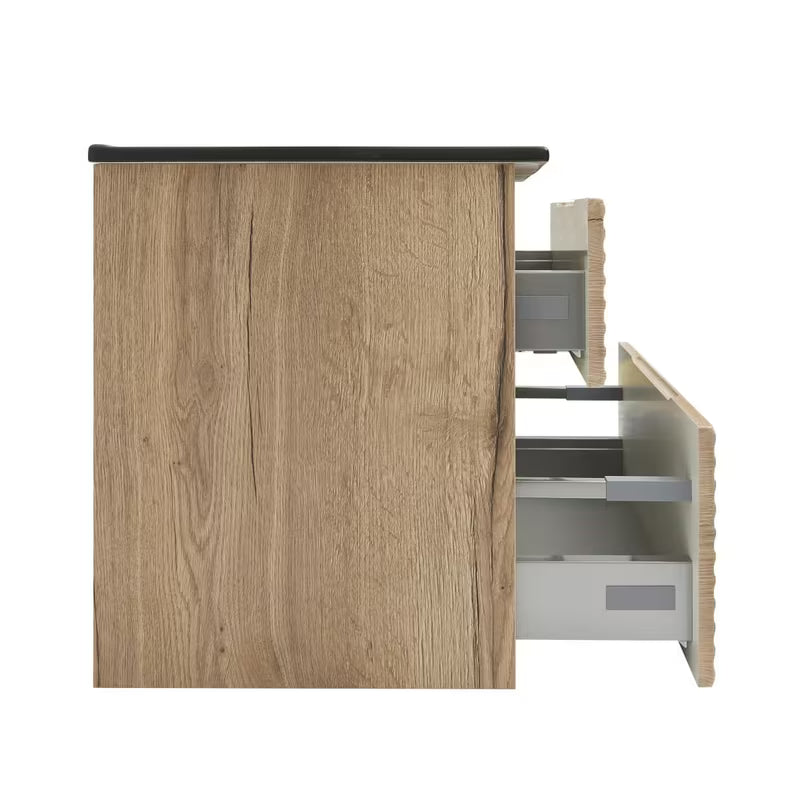 Pakabinama vonios spintelė Naturel Savona su keraminiu praustuvu, ąžuolo dekoro halifax, matinis