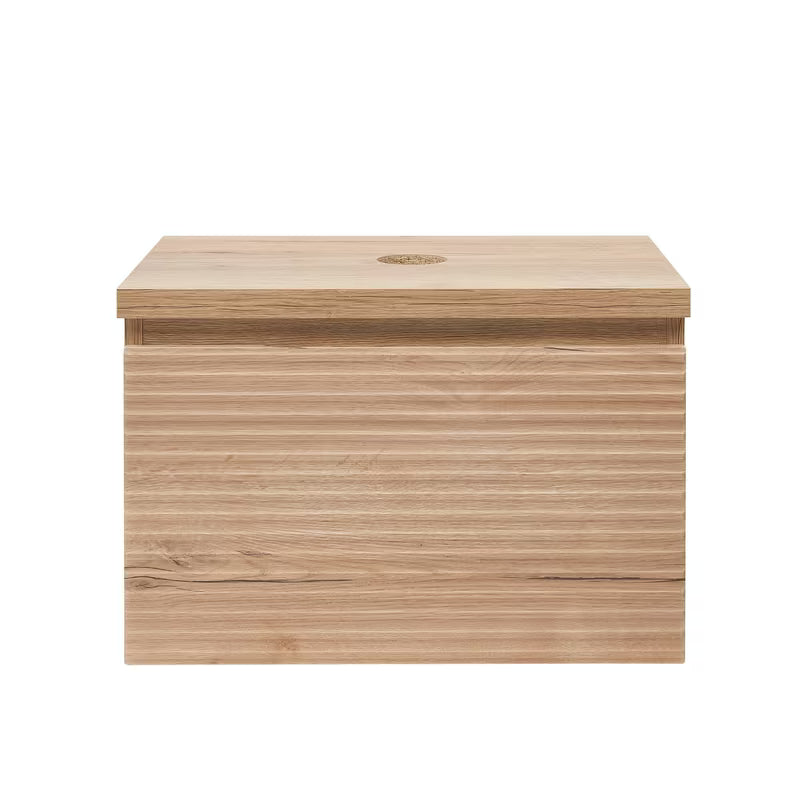 Závěsná skříňka pod umyvadlo Naturel Savona v dekoru dub halifax mat s frézovaným čelem