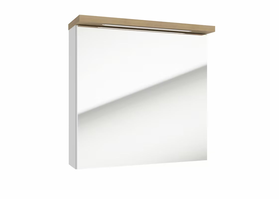 Bílá zrcadlová skříňka Naturel Stilla 60x60 cm s horním LED osvětlením a dvířky