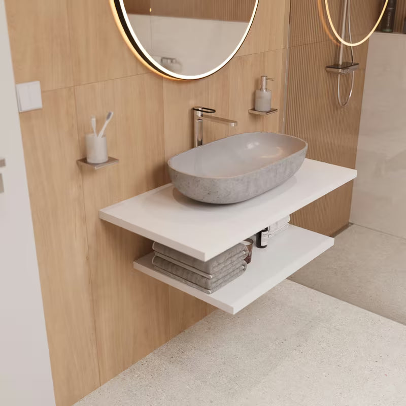 Kulaté černé LED zrcadlo Naturel 80 cm s obvodovým podsvícením do koupelny