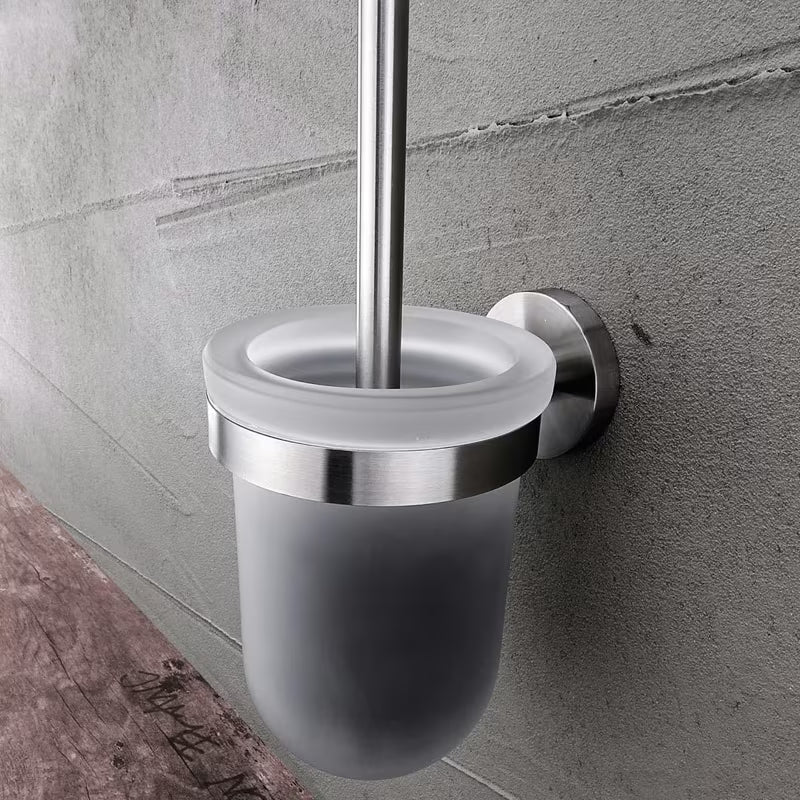 WC štětka Nimco Unix z broušené nerezové oceli s nízkou nádobkou z matovaného skla