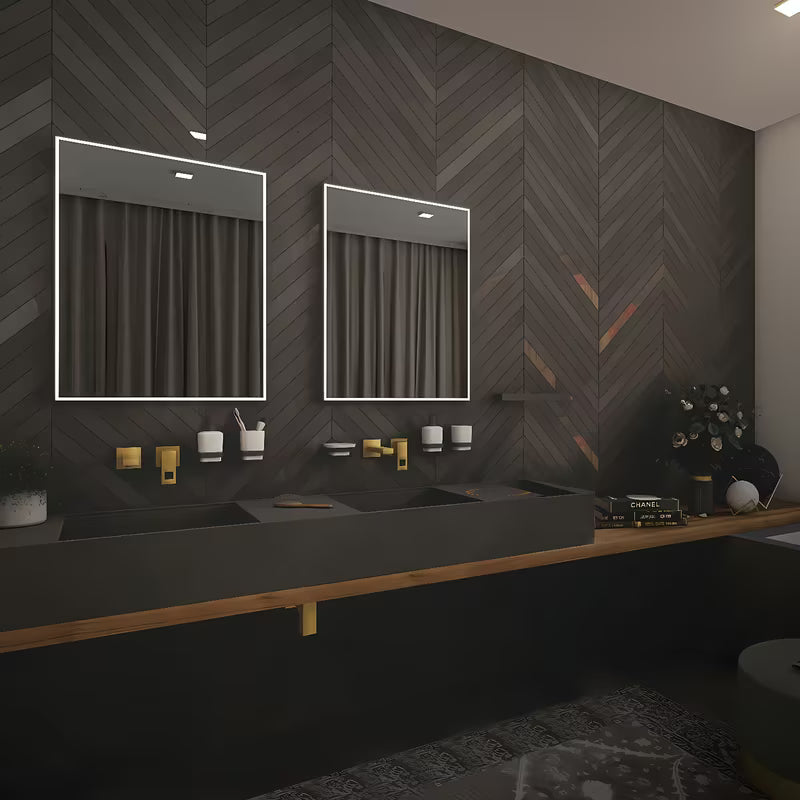 Nimco podsvícené LED zrcadlo 60x80 cm v černém provedení s osvětlením po obvodu