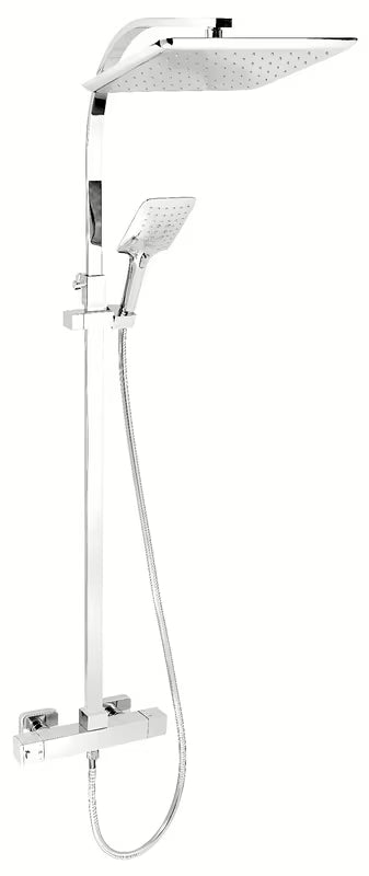 Novaservis Aquasave sprchový systém v chromu s termostatickou baterií, horní sprchou 280x280 mm a ruční sprchou.
