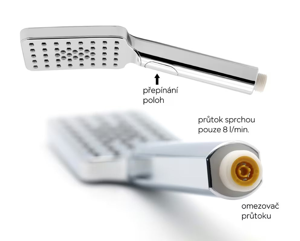 Novaservis Metalia 54 sprchový systém s termostatickou baterií v chromu s hlavovou sprchou 300x200 mm