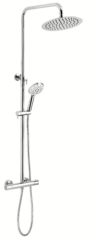Novaservis Titania Pure chromový sprchový systém s termostatickou baterií a Slim Design hlavovou sprchou 250 mm.