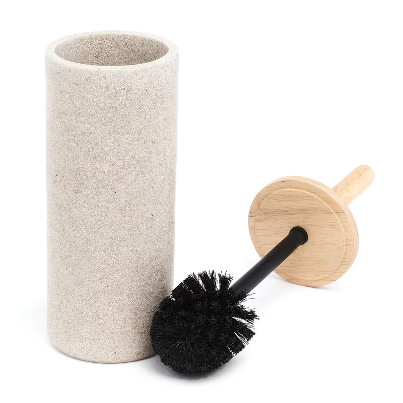 WC štětka Optima Poly v odstínu light-limestone z polyresinu a dřeva