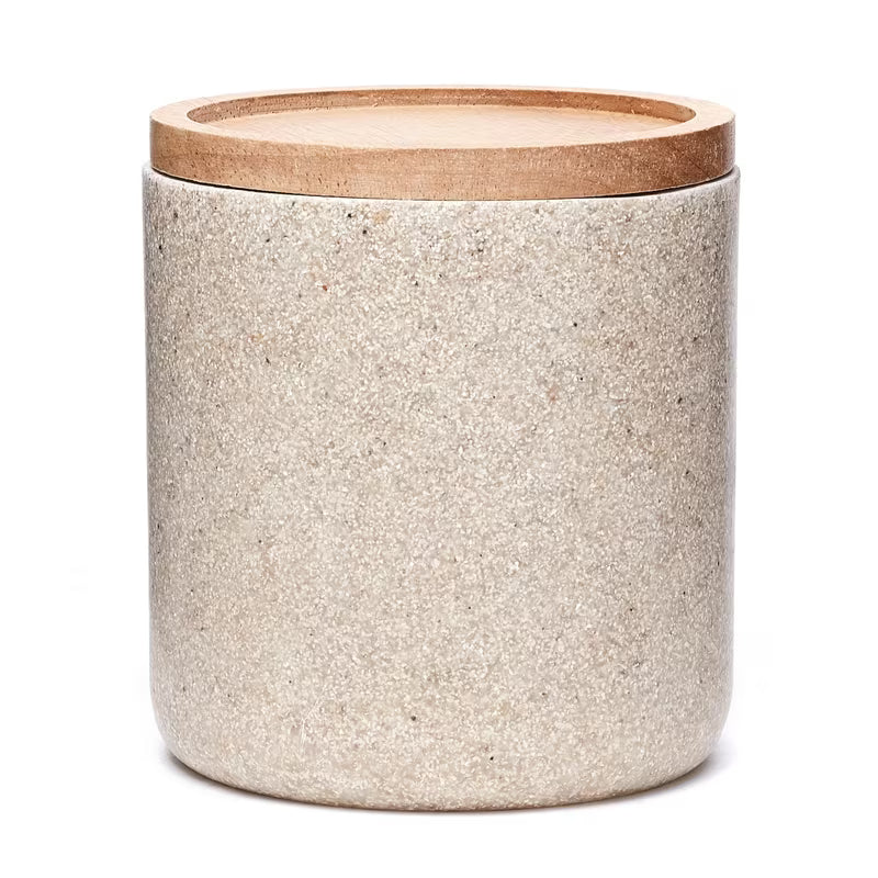 Box s víčkem Optima Poly v odstínu light-limestone s dřevěným víčkem