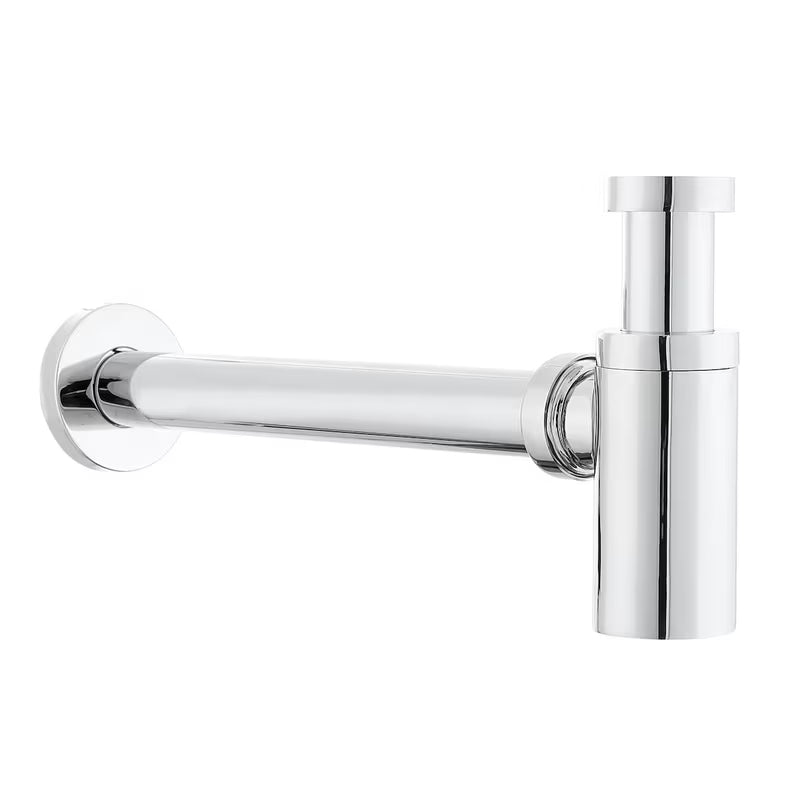 Chromový designový umyvadlový sifon Optima Chrome s průměrem 32 mm pro moderní koupelnu.
