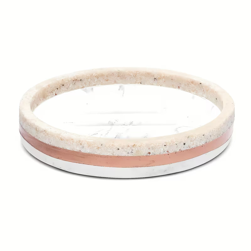 Volně stojící mýdlenka Optima Tera v dekoru light-limestone z polyresinu do světlé koupelny.