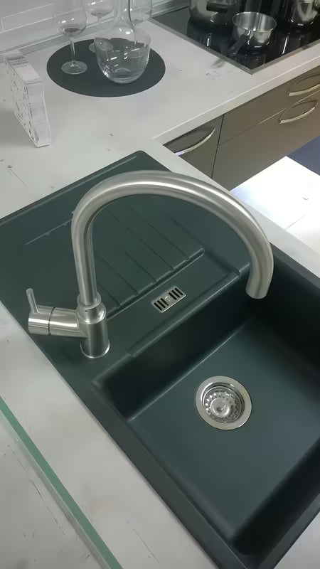 Paffoni Vallone nerezová dřezová baterie Supersteel s otočným ramínkem
