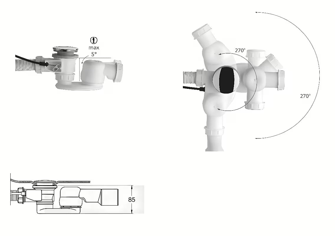 Vanový sifon Polysan s převlečnou matkou 1´1/2 a výškou 42 mm