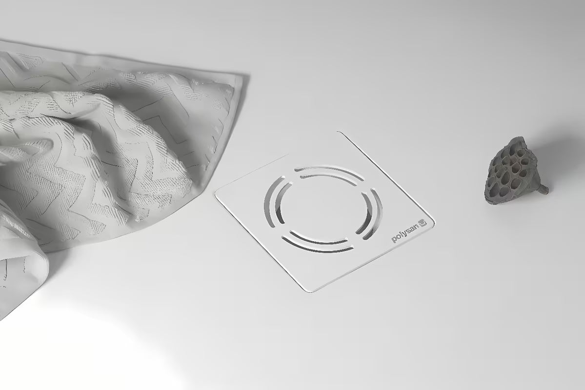 Polysan Flexia sifon k vaničce bílý pro odtokový otvor 90 mm s nerezovou krytkou