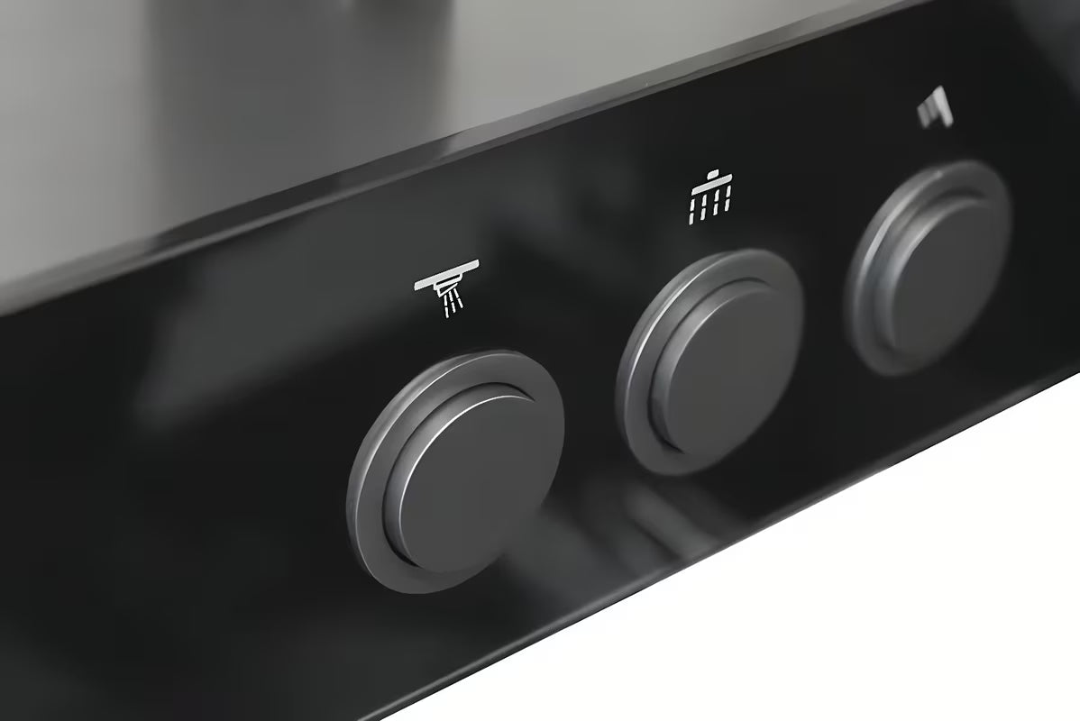 Sprchový systém Rav Slezak metal grey s hlavovou sprchou ⌀ 300 mm a 3-polohovou ruční sprchou