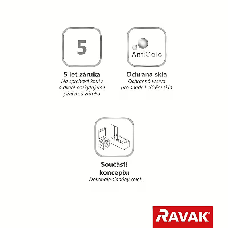 Boční zástěna ke sprchovým dveřím Ravak Chrome 100 cm s čirým sklem Transparent a úpravou Ravak AntiCalc®.