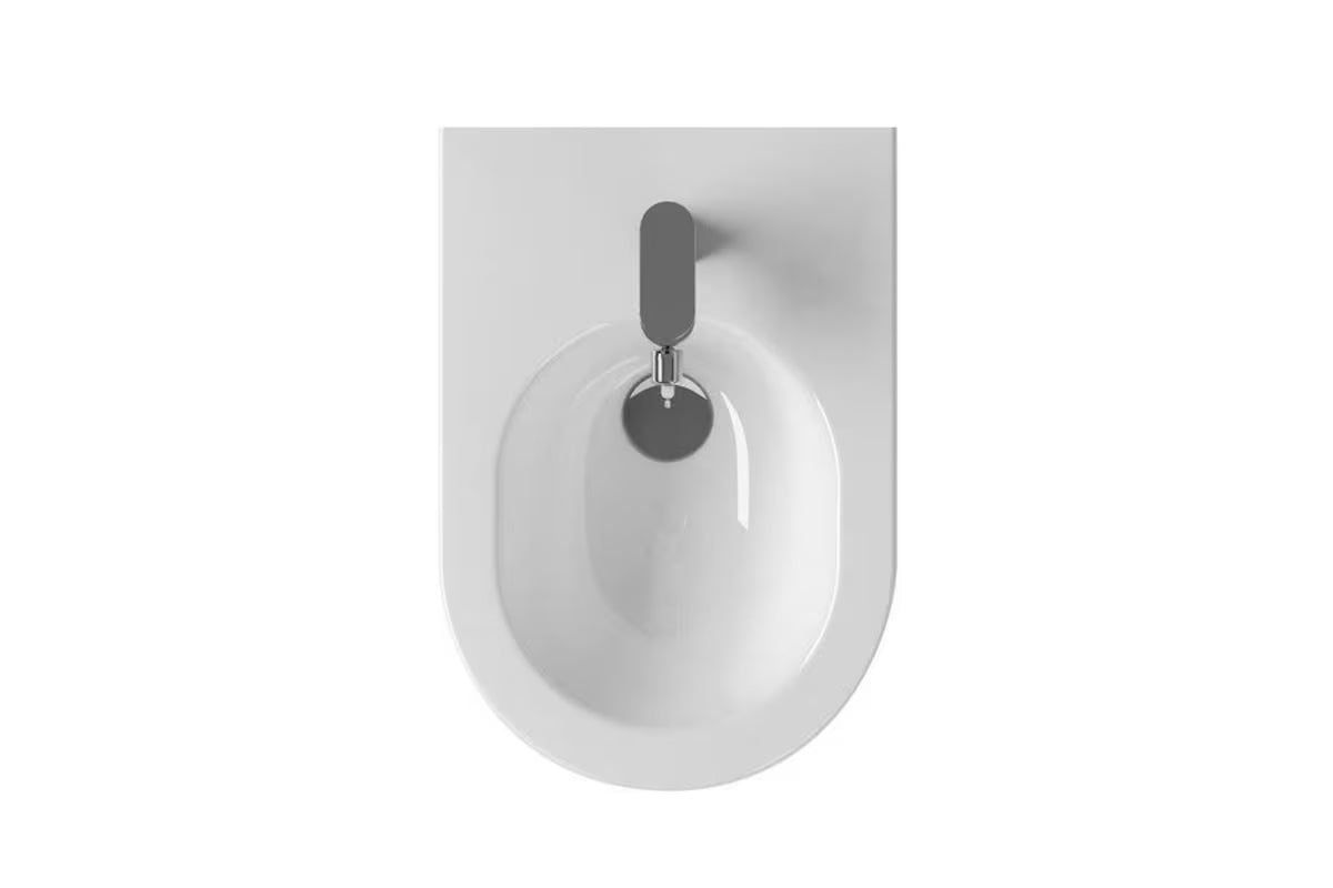 Bílý závěsný bidet Ravak Chrome z keramického materiálu se skrytou montáží EasyFix