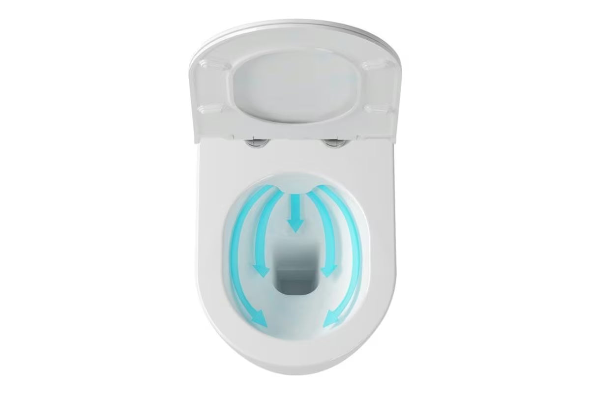 Bílé závěsné WC Ravak Chrome RimOff bez oplachového lemu se skrytým uchycením EasyFix
