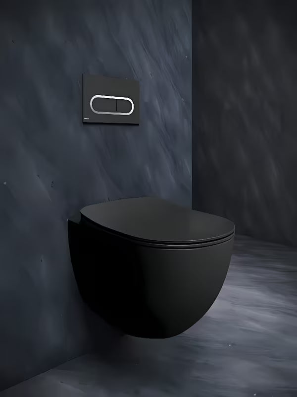 Závěsná WC mísa Ravak Chrome v černém matu s bezokrajovým splachováním RimOff a skrytým uchycením EasyFix.