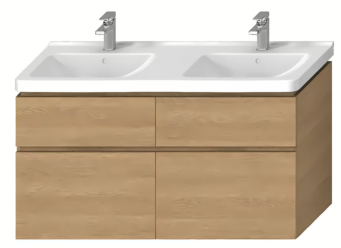 Závěsná skříňka pod umyvadlo Ravak Cubito 128x46,7x68,3 cm v dekoru dub se čtyřmi zásuvkami