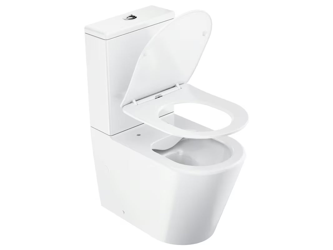 Bílé volně stojící WC kombi Ravak Elegant RimOff se sedátkem SoftClose a duálním splachováním 3/6 l.