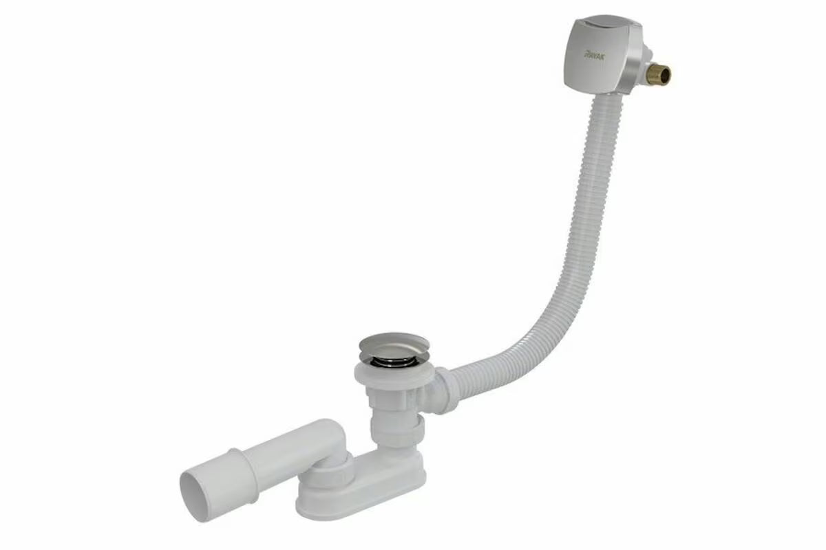 Vanový odtokový komplet s napouštěním přepadem 800 mm v provedení lesklý chrom s Click-Clack ovládáním.