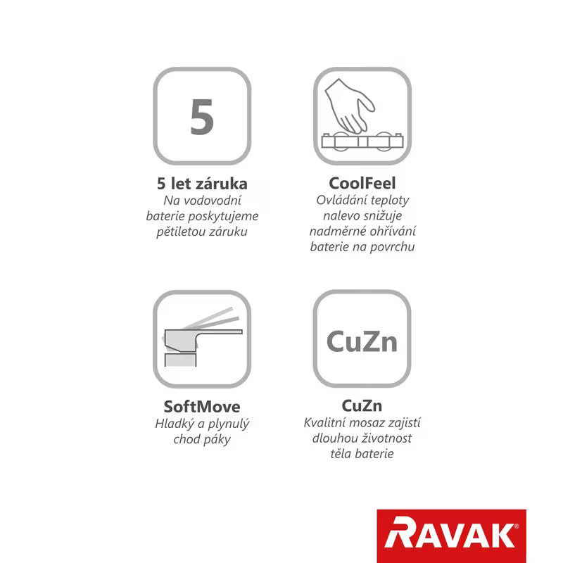 Nástěnná sprchová baterie Ravak Puri v chromovém provedení s technologií CoolFeel