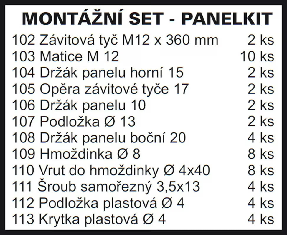 Montážní sada Ravak Panelkit pro uchycení krycího panelu k vaničce Sabina 90x90.