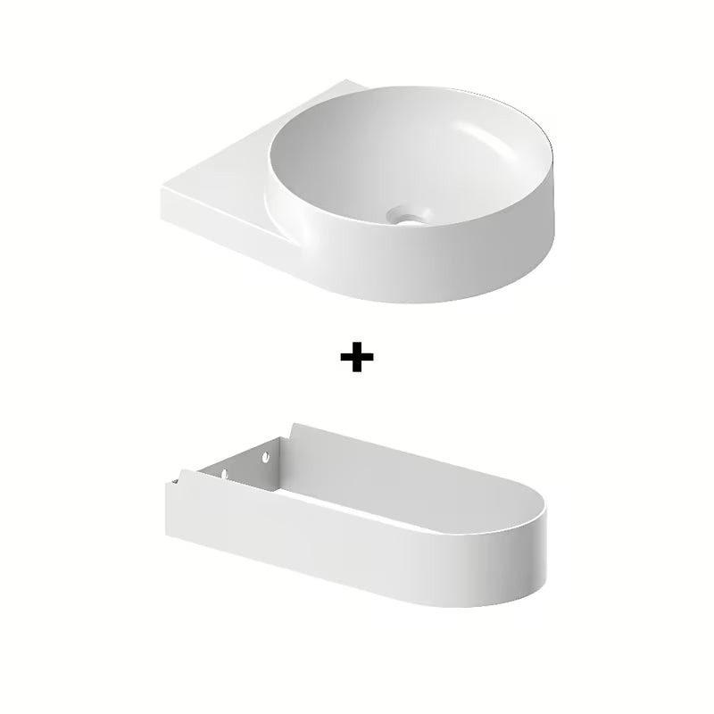 Bílé keramické zápustné umyvadlo Ravak Yard se zapuštěnou odkládací plochou a minimalistickým designem.