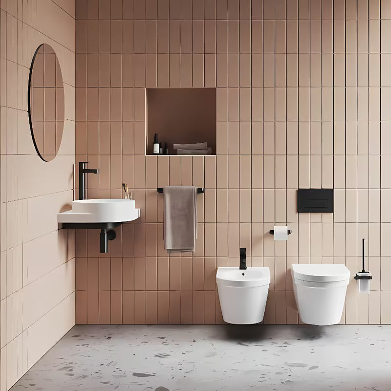 Biała ceramiczna narożne umywalka wisząca Ravak Yard z wpuszczoną półką