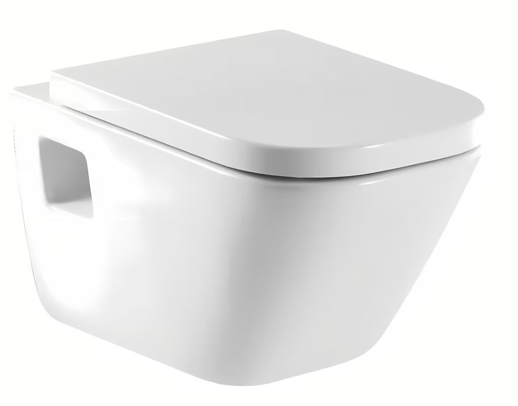Bílé závěsné WC Roca The Gap z keramiky s hlubokým splachováním a úsporným splachováním 3/4,5 l.