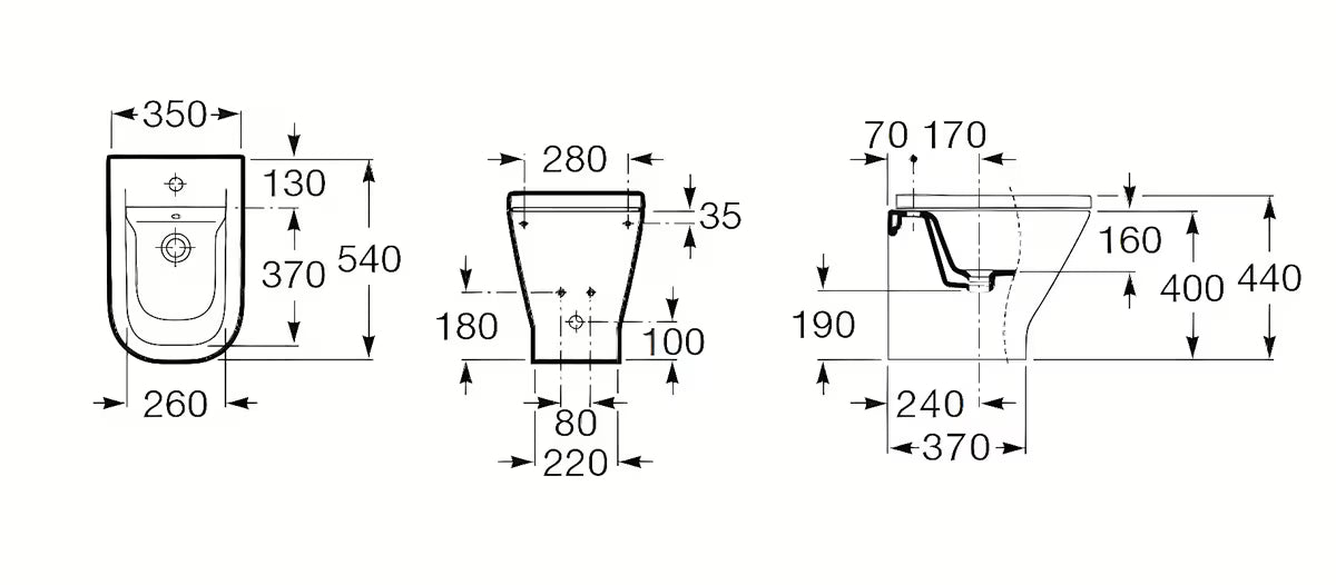 Stojící bidet Roca The Gap v bílé barvě