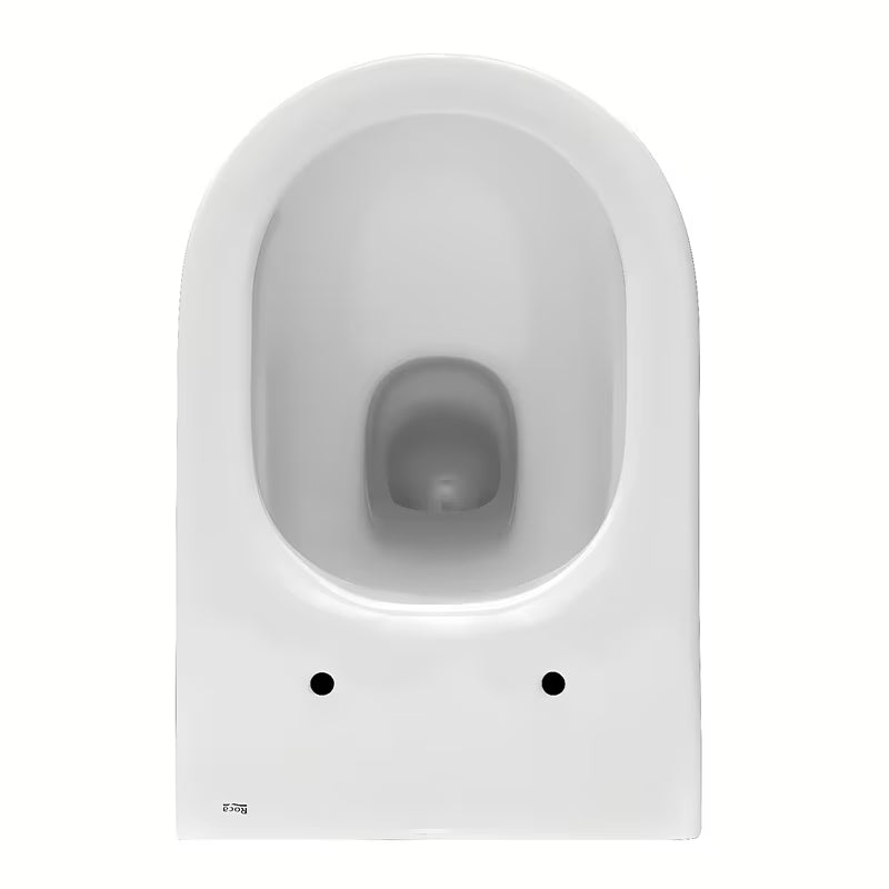 Bílé závěsné WC Roca The Gap s Rimless provedením a lesklým glazovaným povrchem.