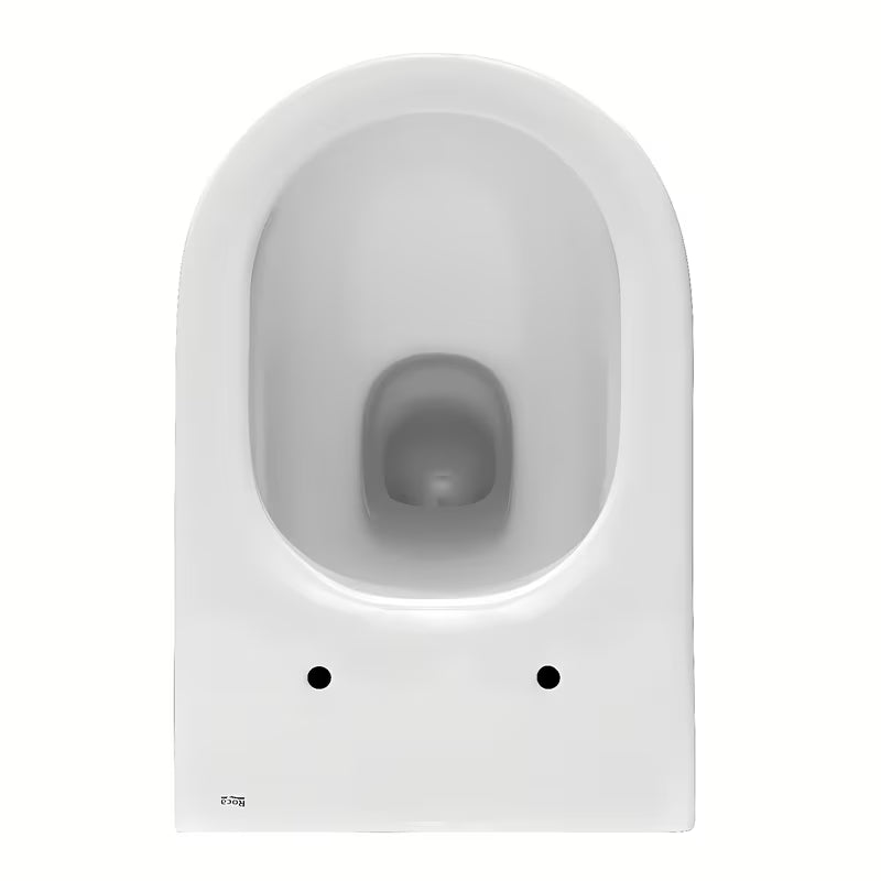 Bílé závěsné WC Roca The Gap s Rimless provedením a lesklým glazovaným povrchem.