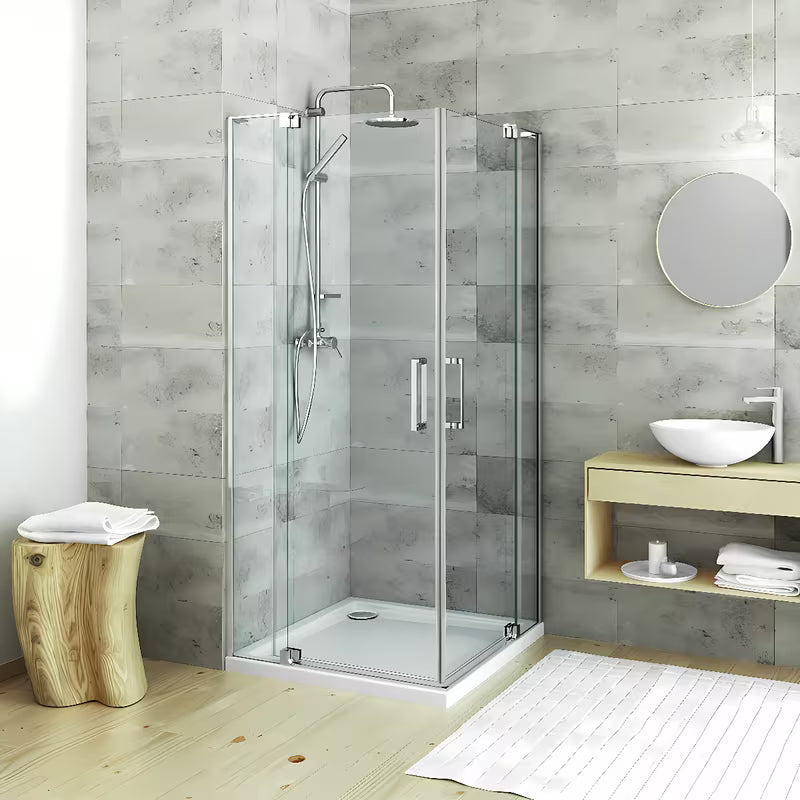 Bezrámové jednokřídlové sprchové dveře Roth Elegant Neo Line 80 cm v lesklém chromu s čirým sklem.