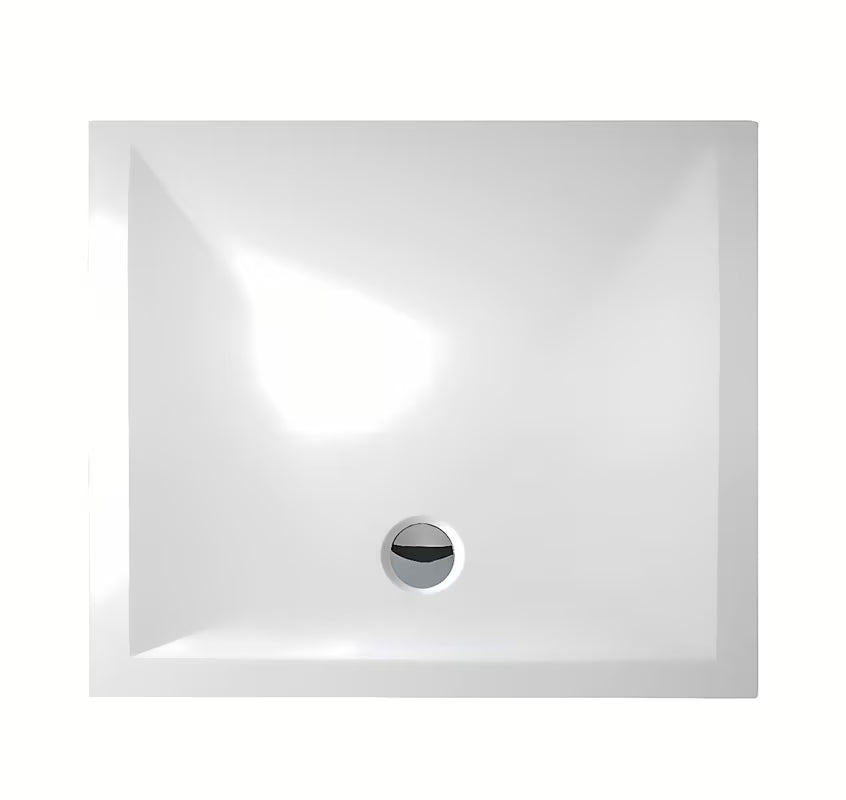 Bílá obdélníková sprchová vanička Roth 90x80 cm z litého mramoru s nízkou nástupní hranou