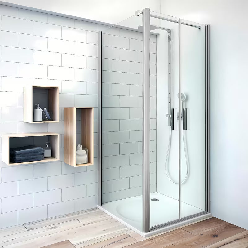 Boční zástěna ke sprchovým dveřím Roth Tower Line 90 cm v matném chromu s čirým sklem