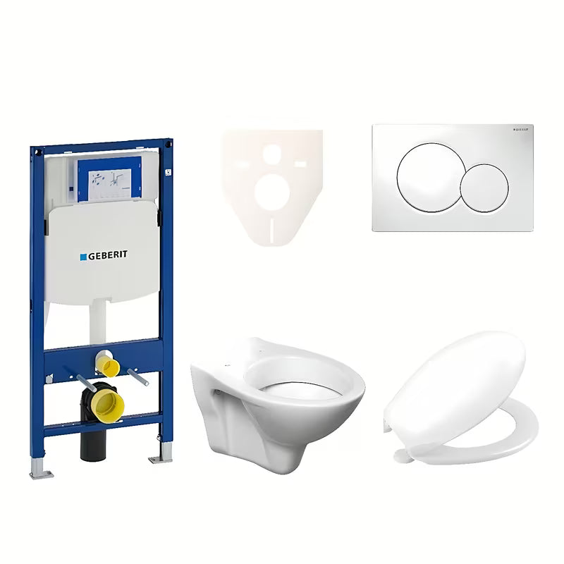 Závěsný WC set S-Line Pro s modulem Geberit Duofix, sedátkem URBAN a bílým tlačítkem Sigma 01