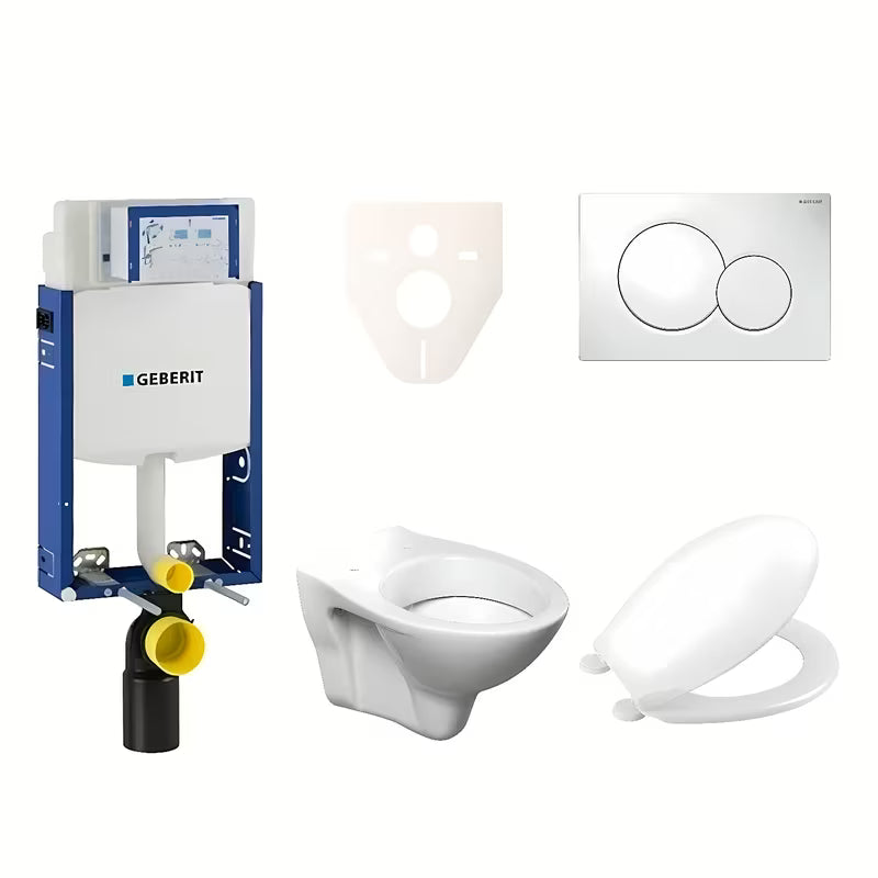 Závěsný WC set S-Line Pro s modulem Geberit Kombifix, sedátkem URBAN a bílým tlačítkem Sigma 01.