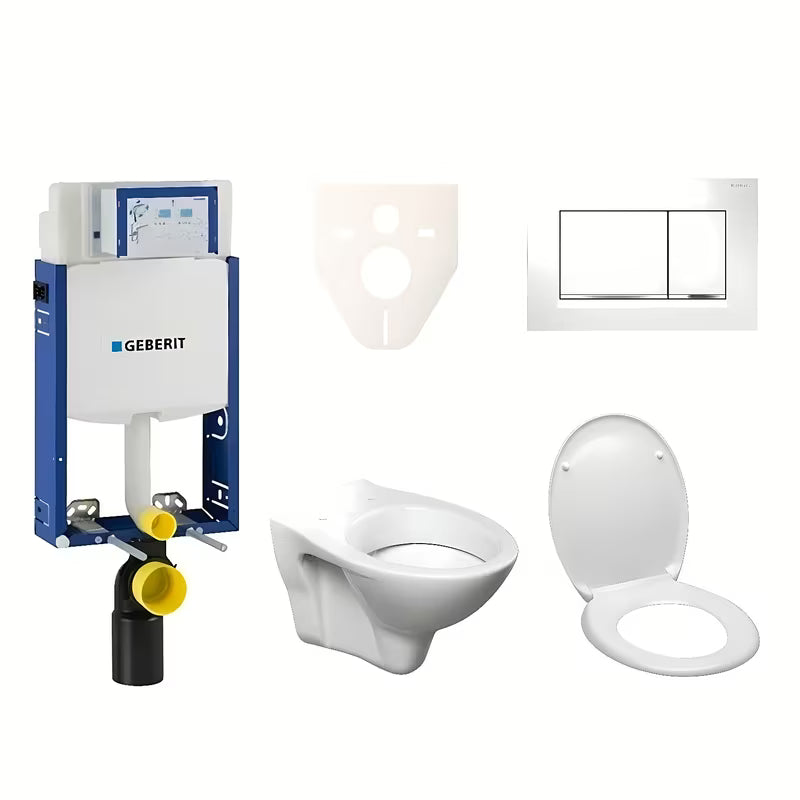Závěsný WC set S-Line Pro s modulem Geberit Kombifix, tlačítkem Sigma 30 a WC sedátkem