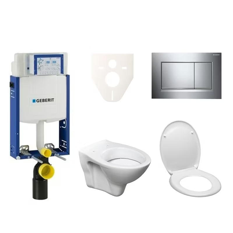 Závěsný WC set S-Line Pro s modulem Geberit Kombifix, tlačítkem Sigma 30 a WC sedátkem