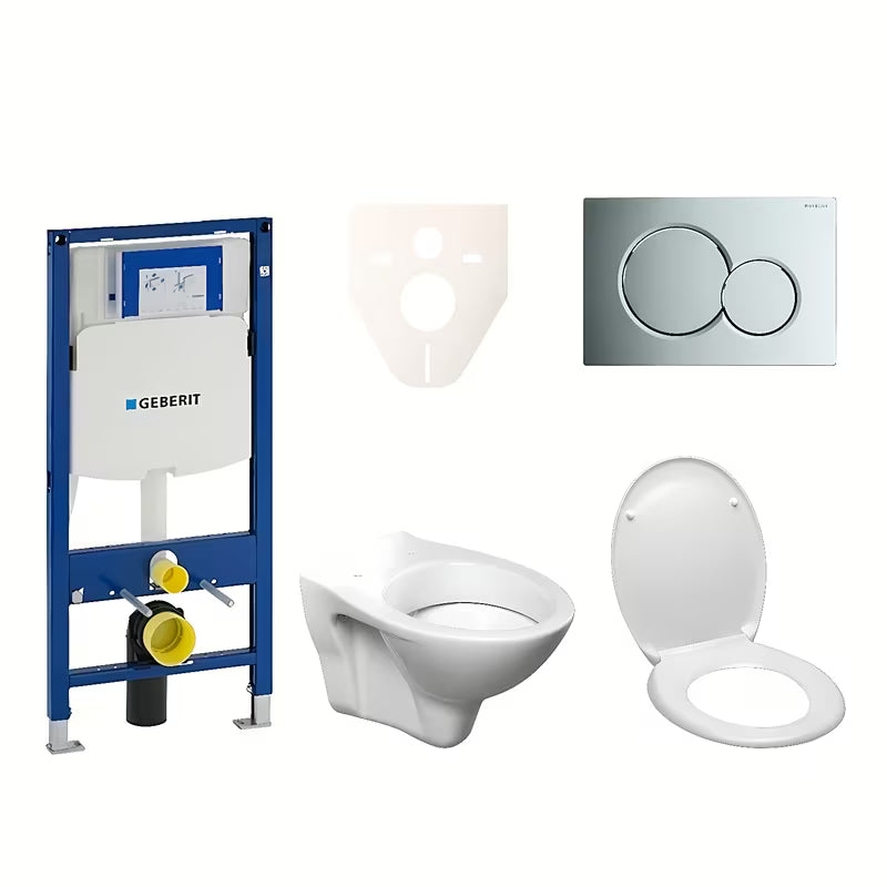 Závěsný WC set S-Line Pro s modulem Geberit Duofix, tlačítkem Sigma 01 a WC sedátkem