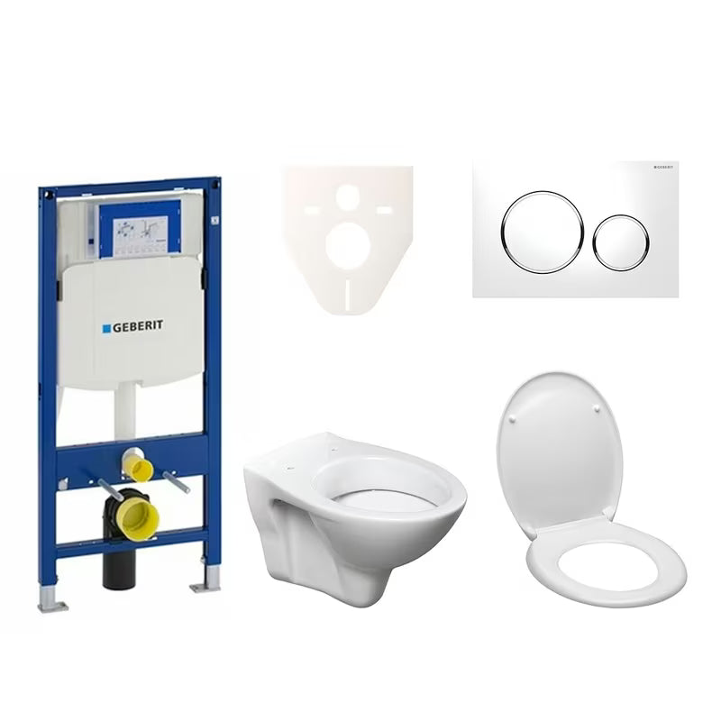 Závěsný WC set S-Line Pro s modulem Geberit Duofix, tlačítkem Sigma 20 a sedátkem z Duroplastu
